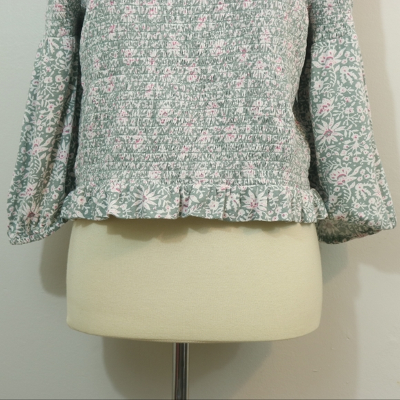 Loft Beach Floral Smocked Ruffle Off Shoulder Boho Top - Picture 10 of 12